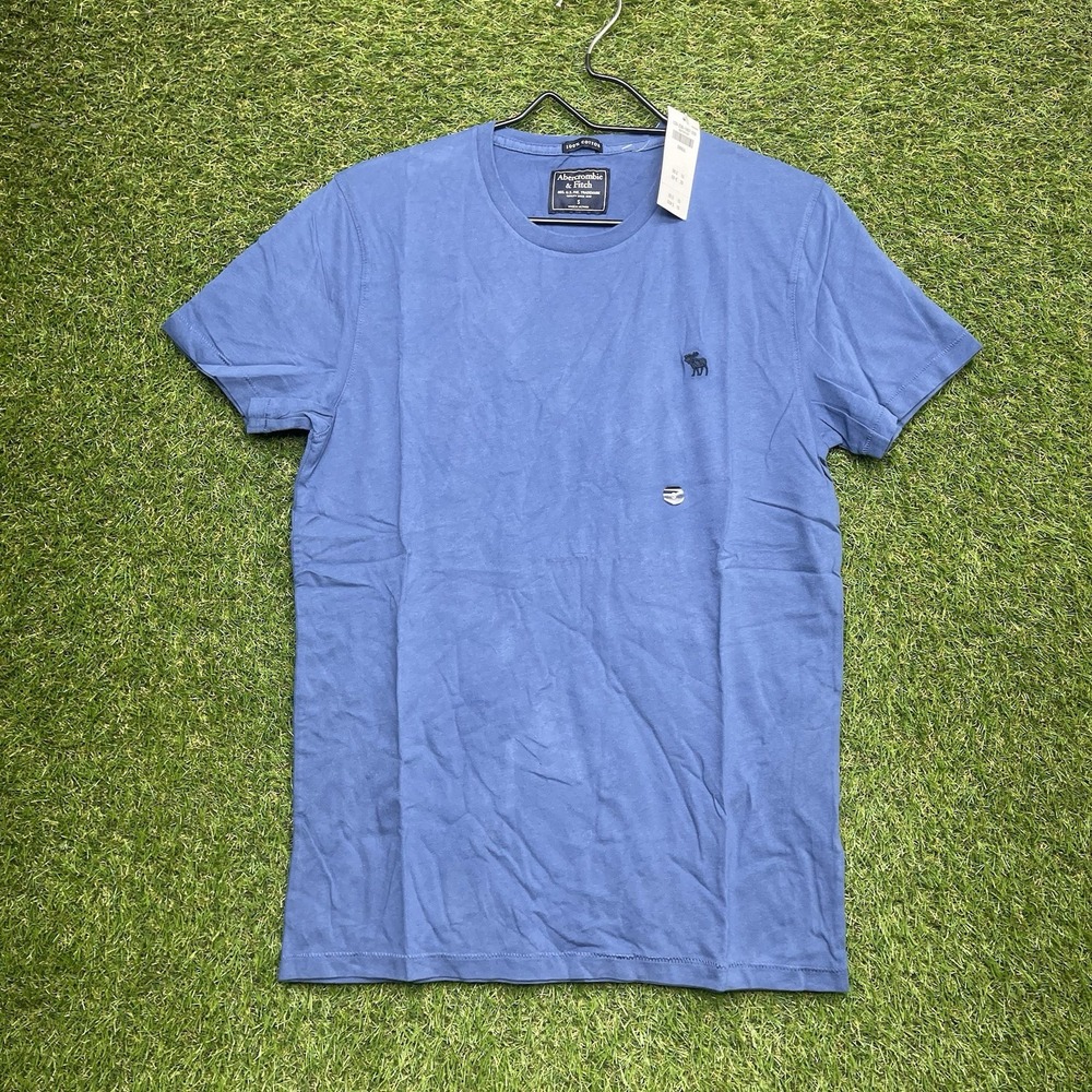 Abercrombie Fitch Shirt Mens Small Blue 100% Cotton Short Sleeve Crew Neck NWT